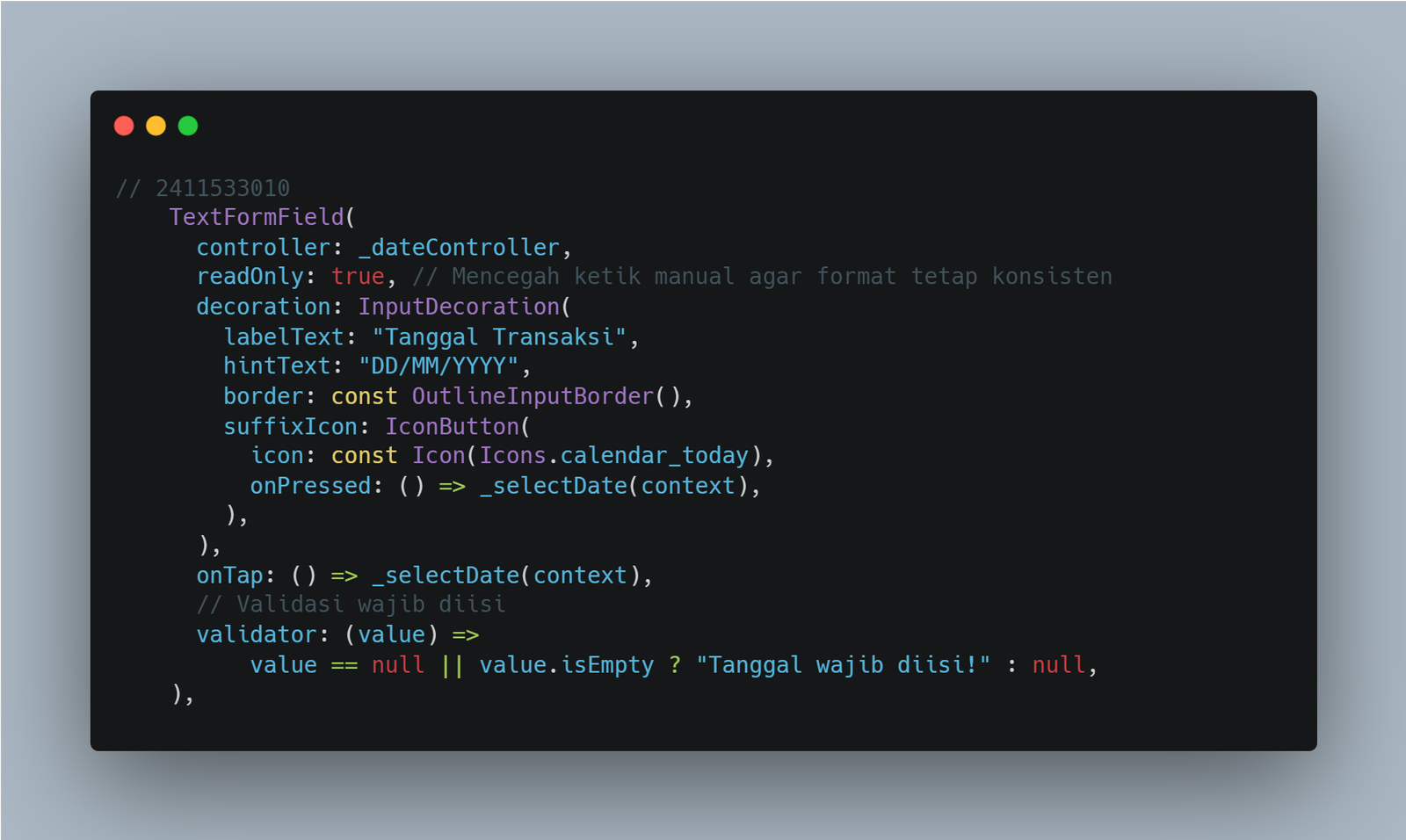 Pengamanan Format Input Tanggal